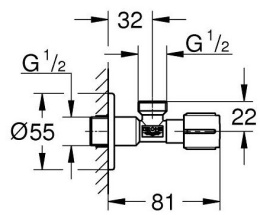 Угловой вентиль 1/2" GROHE, холодный рассвет матовый (22041GN0)