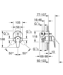 Смеситель для ванны GROHE BauEdge в комплекте с монтажной , хром (29039001)