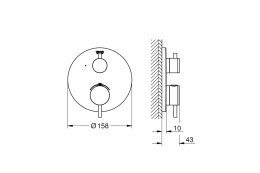 Внешняя часть термостата для душа GROHE Atrio на 2 потребителя, темный графит матовый (24134AL3)