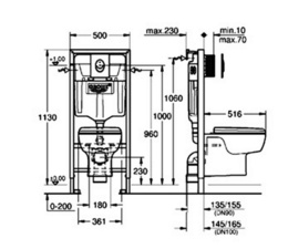 Инсталляция GROHE Solido Perfect с подвесным унитазом и панелью смыва Skate Air (39191000)