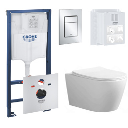 Комплект инсталляции GROHE Rapid SL 3 в 1 с унитазом Aquatek АУРА AQ1805T-00 и звукоизоляционным комплектом (NW0763)