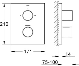 Внешняя часть термостата для ванны GROHE Grohtherm F на 2 потребителя, хром (27618000)
