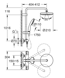 Душевая система GROHE Tempesta System 210 с термостатом для душа, хром (26811001)