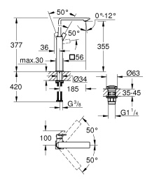 Смеситель для раковины GROHE Allure с донным клапаном, XL-Size, холодный рассвет матовый (23403GN1)