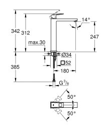 Смеситель для раковины GROHE Eurocube, XL-size, хром (23406000)