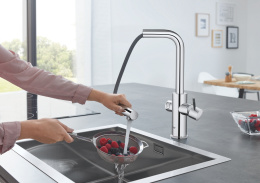 Смеситель для кухонной мойки GROHE Blue Home с системой фильтрации, охлаждения и газирования воды, Wi-Fi, хром (31539000)