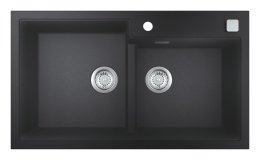 Мойка GROHE K500 с 2 чашами, 860 x 500 мм, черный гранит (31649AP0)