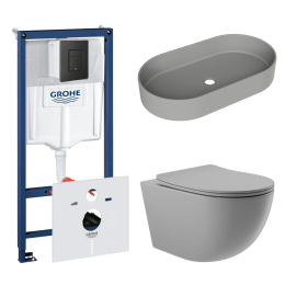 Комплект инсталляции GROHE Solido 38811KF0 с унитазом Aqueduto OVO OVO0130 и раковиной Aqueduto ESPIRAL ESP0230 (NW0439)