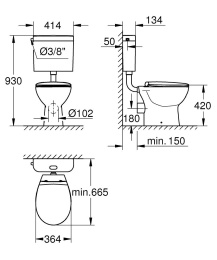 Унитаз напольный GROHE Bau Ceramic, альпин-белый (39560000)
