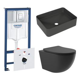 Комплект инсталляции GROHE Rapid SL 38775001 с унитазом Aqueduto OVO OVO0140 и раковиной Aqueduto ESPIRAL ESP0440 (NW0502)