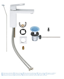 Смеситель для раковины GROHE Eurocube с донным клапаном, M-size, хром (23445000)