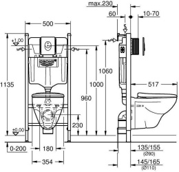 Унитаз Lecico Perth by GROHE подвесной, с сиденьем с микролифтом, альпин-белый (491606045)