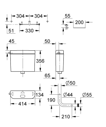 Смывной бачок наружного монтажа для унитаза GROHE, белый (37355SH0)