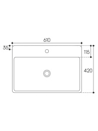 Раковина накладная Aqueduto ESPIRAL, прямоугольная, белый глянцевый (ESP0510))