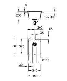 Мойка GROHE K700 с одной чашей, 400 x 500 мм, серый гранит (31650AT0)