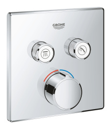 Внешняя часть смесителя для ванны и душа GROHE SmartControl квадратная, на 2 потребителя, хром (29148000)