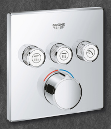 Внешняя часть смесителя для душа GROHE SmartControl квадратная, на 3 потребителя, хром (29149000)
