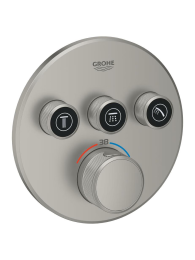 Внешняя часть термостата для душа GROHE Grohtherm SmartControl на 3 потребителя, круглая, сатиновая сталь (29121MS0)