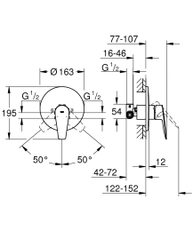 Смеситель для душа GROHE BauEdge в комплекте с монтажной частью, хром (29078001)