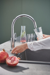 Смеситель для кухонной мойки GROHE Blue Pure BauCurve с функцией фильтрации, с фильтром в комплекте, хром (119709)