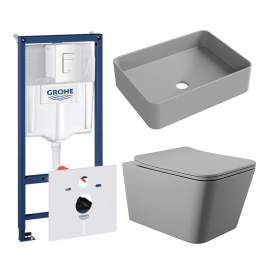 Комплект инсталляции GROHE Rapid SL 38772SH0 с унитазом Aqueduto MACIO MACT2130 и раковиной Aqueduto ESPIRAL ESP0430 (NW0648)