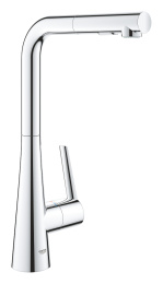 Смеситель для кухни GROHE Scala с вытяжной лейкой с 2 режимами струи, L-образный излив, хром (30441000)