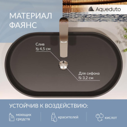 Раковина накладная Aqueduto ESPIRAL, овальная 390*600, черный матовый (ESP0240)