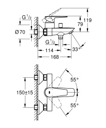 Смеситель для ванны GROHE BauEdge, хром (23604001/U1), уцененный товар
