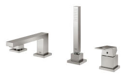 Смеситель для ванны GROHE Eurocube на 4 отверстия, на край ванны, суперсталь (19897DC1)