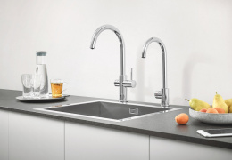 Смеситель для кухонной мойки GROHE Blue Professional с функцией фильтрации, с системой охлаждения и газирования воды, Wi-Fi, хром (31323002)