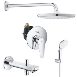 Готовый комплект для ванны GROHE скрытого монтажа, с ручным и верхним душем, хром (127256)