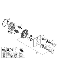 Внешняя часть термостата для душа GROHE Grohtherm Cube на 1 потребителя, хром (24153000)