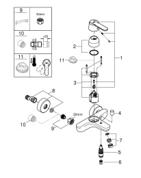 Смеситель для ванны GROHE Get, хром (32887000)