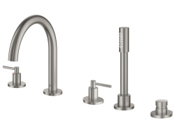 Смеситель для ванны GROHE Atrio двухвентильный, на 5 отверстий, на край ванны, суперсталь (19922DC3)