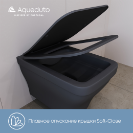 Унитаз подвесной Aqueduto ESTETA 520*370 безободковый, сиденье с микролифтом, черный матовый (EST0140)