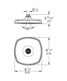 Верхний душ GROHE Rainshower Grandera 210, 1 режим, хром (26473000)