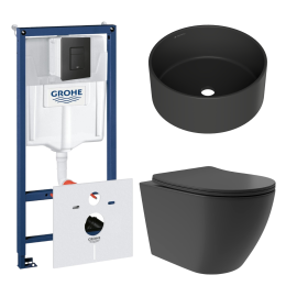 Комплект инсталляции GROHE Solido 38811KF0 с унитазом Aqueduto OVO Plus OVOT0240 и раковиной Aqueduto ESPIRAL D400 ESP0140 (NW0419)
