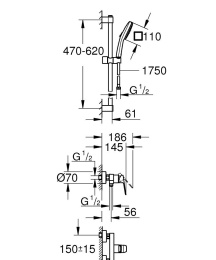 Смеситель для душа с душевым гарнитуром GROHE Cubeo, хром (1018250000)