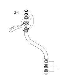 Излив для кухонных настенных смесителей GROHE, хром (13005000)