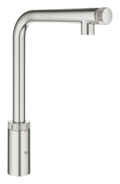 Смеситель для кухни GROHE Vento SmartControl с вытяжным L-образным изливом, суперсталь (30443DC0)
