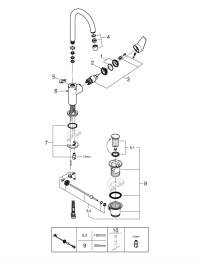 Смеситель для раковины GROHE Start Edge QuickFix с донным клапаном, L-Size, хром (24201001)
