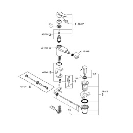 Смеситель для биде GROHE BauEdge с донным клапаном и ограничением расхода воды, хром (23331000)