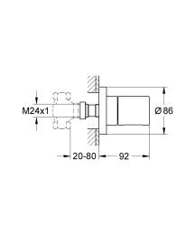 Внешняя часть вентиля GROHE Grohtherm 3000 Cosmopolitan, хром (19470000)