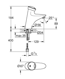 Кран для раковины GROHE Eurodisc SE автоматический, без функции смешивания, хром (36249000)