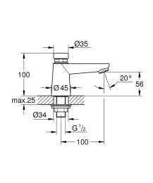 Кран для раковины GROHE Euroeco Cosmopolitan T автоматический, без функции смешивания, хром (36265000)