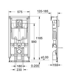 Система инсталляции GROHE Rapid S для подвесного унитаза  (38329000)