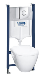 Комплект инсталляции GROHE Solido Compact, набор 4 в 1 с подвесным унитазом Lecico Serel и сиденьем (38950000)