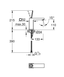 Смеситель для раковины GROHE Eurocube Joy, M-size, хром (23658000/UB), уцененный товар