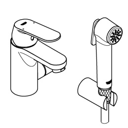 Смеситель для раковины GROHE Eurosmart Cosmopolitan с гигиеническим душем, S-size, хром (23950000)