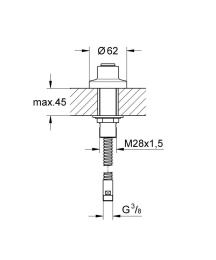 Выдвижное подключение для ручного душа GROHE, 2000 мм шланг в комплекте, хром (27151000)